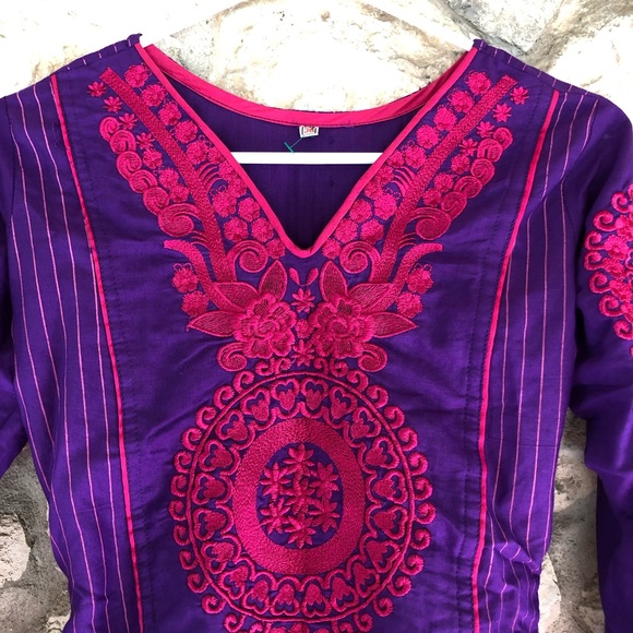 Vintage Mini Dress 60s 70s Boho Fiesta - fits like an XXS - Picture 3 of 10